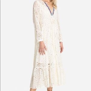 Jade Johnny Was Marshmallow Vera Eyelet Embroidered MIDI Dress